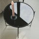 contemporary side table / glass / iron base / round