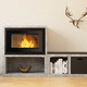 wood heating stove / 0 - 5 kW / 8 kW / floor-mounted