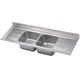 double kitchen sink / with drainboard / stainless steel / overmount