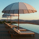round parasol / mast-centered / thermoplastic / aluminum