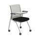 contemporary conference chair / wooden / upholstered / tablet