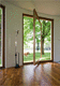 entry door / wooden / pivoting with offset axis / glazed