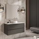 wall-hung washbasin cabinet / ceramic / stone / contemporary