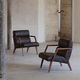 traditional armchair / leather / fabric / solid wood