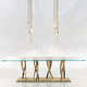 glass table / contemporary / brass base / bronze base