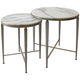 contemporary side table / nickel / marble / steel base