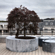 zinc planter / round / contemporary / gray