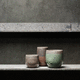 contemporary vase / white / black / green