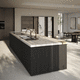 glass kitchen island / marble / metal / bronze
