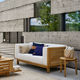 contemporary sofa / garden / white / teak