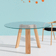 contemporary table / glass / ash base / round