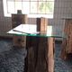 contemporary high bar table / wooden / glass / square