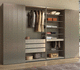 contemporary wardrobe / glass / melamine / folding door