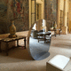 floor-standing TV mirror / commercial / contemporary / round