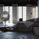 floor-standing TV mirror / for hotel / for hotel room / contemporary