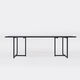 industrial design dining table / oak / walnut / powder-coated steel base