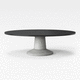 contemporary table / laminate / concrete base / oval