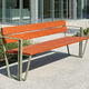 contemporary public bench / steel / wood / with backrest