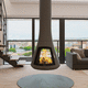 wood-burning fireplace / hanging / central / double-sided