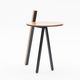 minimalist design side table / wooden / metal base / round