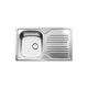single-bowl kitchen sink / with drainboard / inox / overmount
