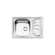 single-bowl kitchen sink / with drainboard / inox / overmount