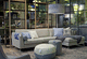 contemporary sofa / fabric / leather / gray