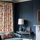 curtain fabric / floral pattern / cotton / linen