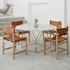 Scandinavian design dining chair / indoor / leather / oak base