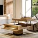 contemporary coffee table / oak / iron base / square