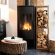 gas heating stove / floor-mounted / contemporary / steel