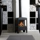 gas fireplace / floor-standing / contemporary / closed hearth