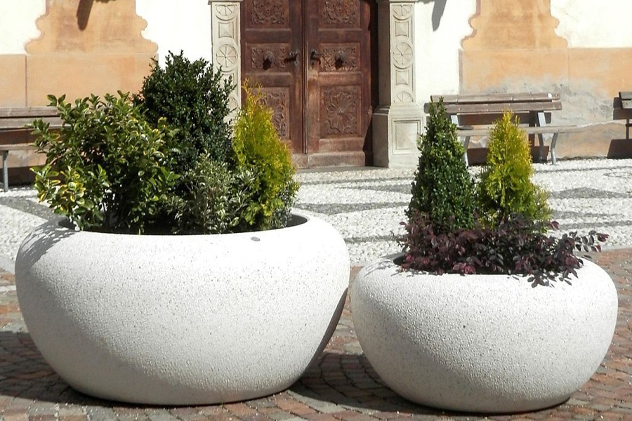 GIOVE PLANTER in white granite or reconstituted marble stone - BELLITALIA