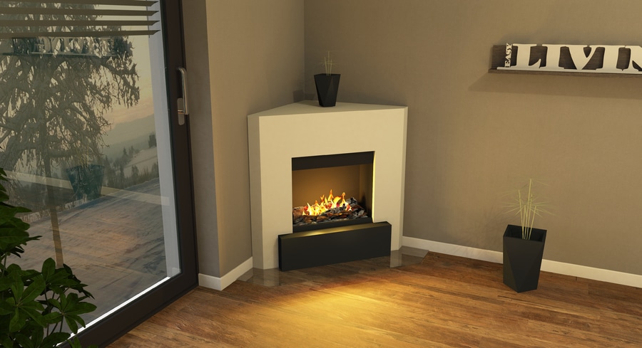 muenkel design Nook [electric corner fireplace Opti-myst / ethanol