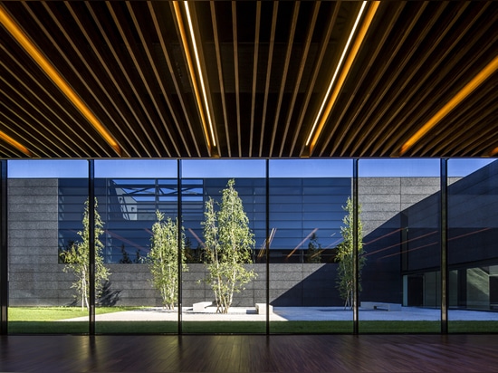 view to courtyard from auditorium