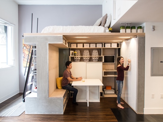 A space-saving loft was designed for this small apartment in San Francisco