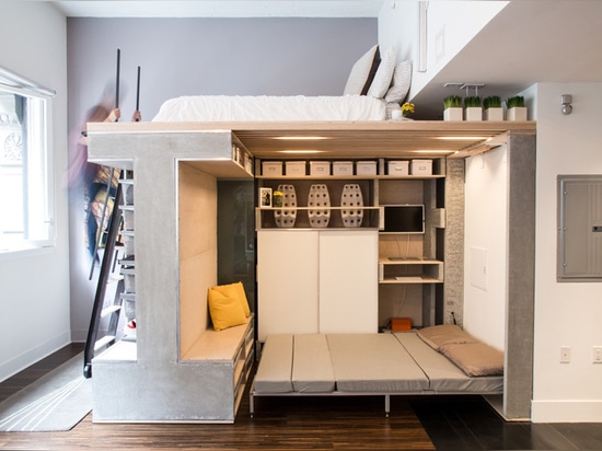 A space-saving loft was designed for this small apartment in San Francisco