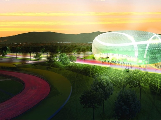 Bubble-shaped stadium controls light and temperature with ETFE air pillows