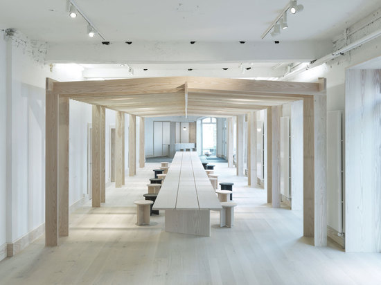 Dinesen's new showroom by OeO explores the past and future of its wood