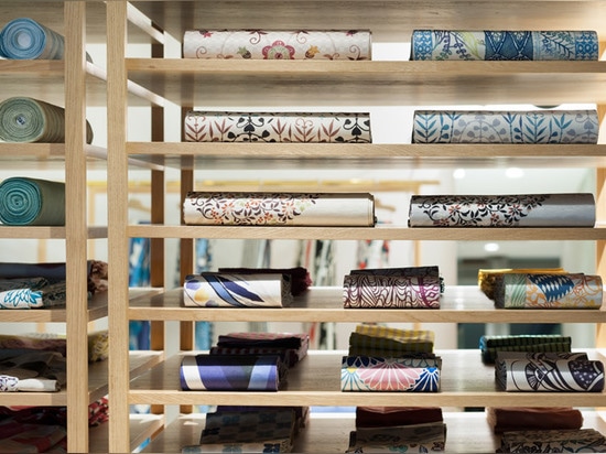 Yusuke Seki's second kimono store pairs patterned fabrics with raw materials