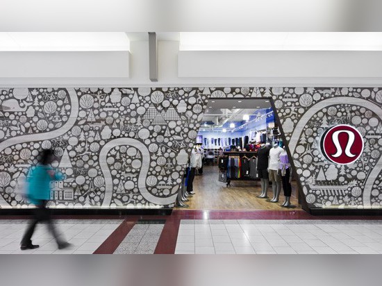 This Lululemon Store’s Facade Is A Collage Of Locally Inspired Imagery Made From Sandblasted Wood