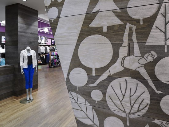 This Lululemon Store’s Facade Is A Collage Of Locally Inspired Imagery Made From Sandblasted Wood