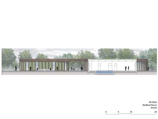 Hager Partner and nps tchoban voss collaborate to design a green-roofed rec center near Berlin