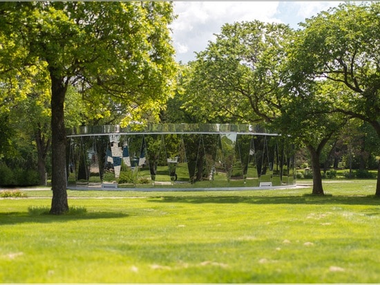 Drum-like pavilion by GH3 creates a glowing presence in a Canadian city park