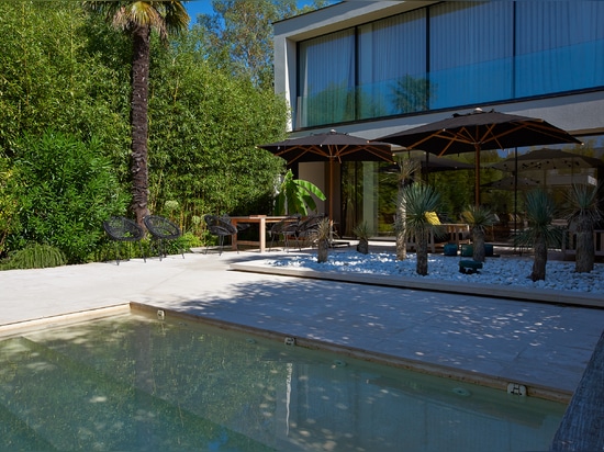 A pesonnalized pool in a tropical style