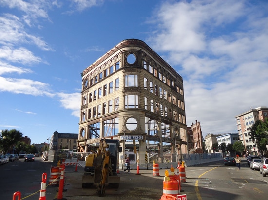 The façade of this old store was incorporated into the Bruce C. Bolling Municipal Building