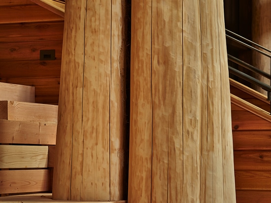 Detail of a cedar column