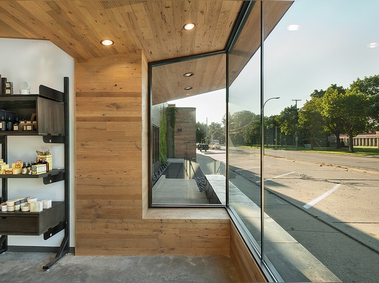 View from within apothecary room overlooking front entry.