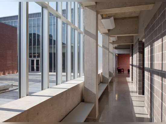 View along classroom corridor and along courtyard.