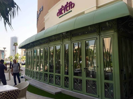 Decorative Folding Doors in a restaurant in Bahrein